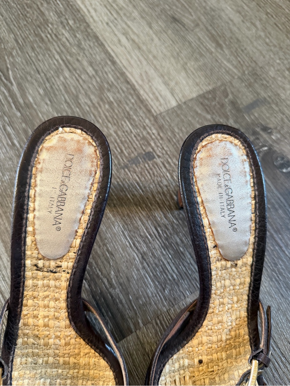 Dolce & Gabbana Brown Leather Strappy Heeled Sandals with Gold Buckle - Picture 3 of 9